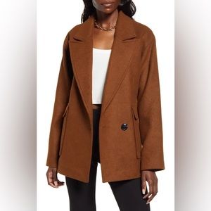Open Edit Relaxed Coat in Brown Bison